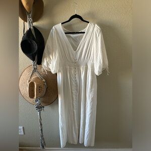 Bila 77 white balloon sleeve maxi dress